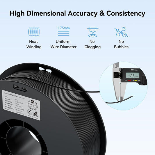Creality 2kg Black & White PLA 1.75mm Filament Bundle for 3D Printing with No-Tangling Strong Bonding and Overhang Performance, Accuracy +/- 0.02mm
