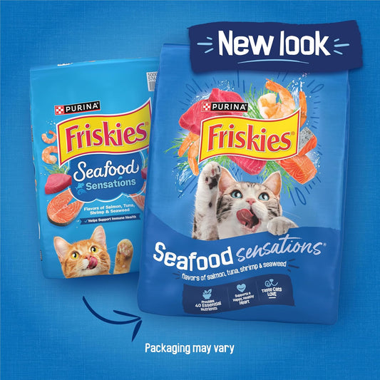Purina Friskies Dry Cat Food Seafood Sensations With Salmon, Tuna, and Shrimp Flavors - 22 lb. Bag