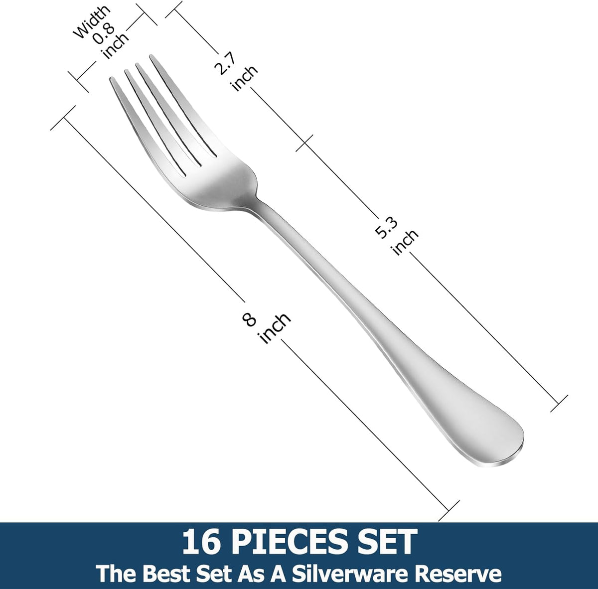 Dinner Forks,Set of 16 Top Food Grade Stainless Steel Silverware Forks,Table Forks,Flatware Forks,8 Inches,Mirror Finish & Dishwasher Safe,Use for Home,Kitchen or Restaurant