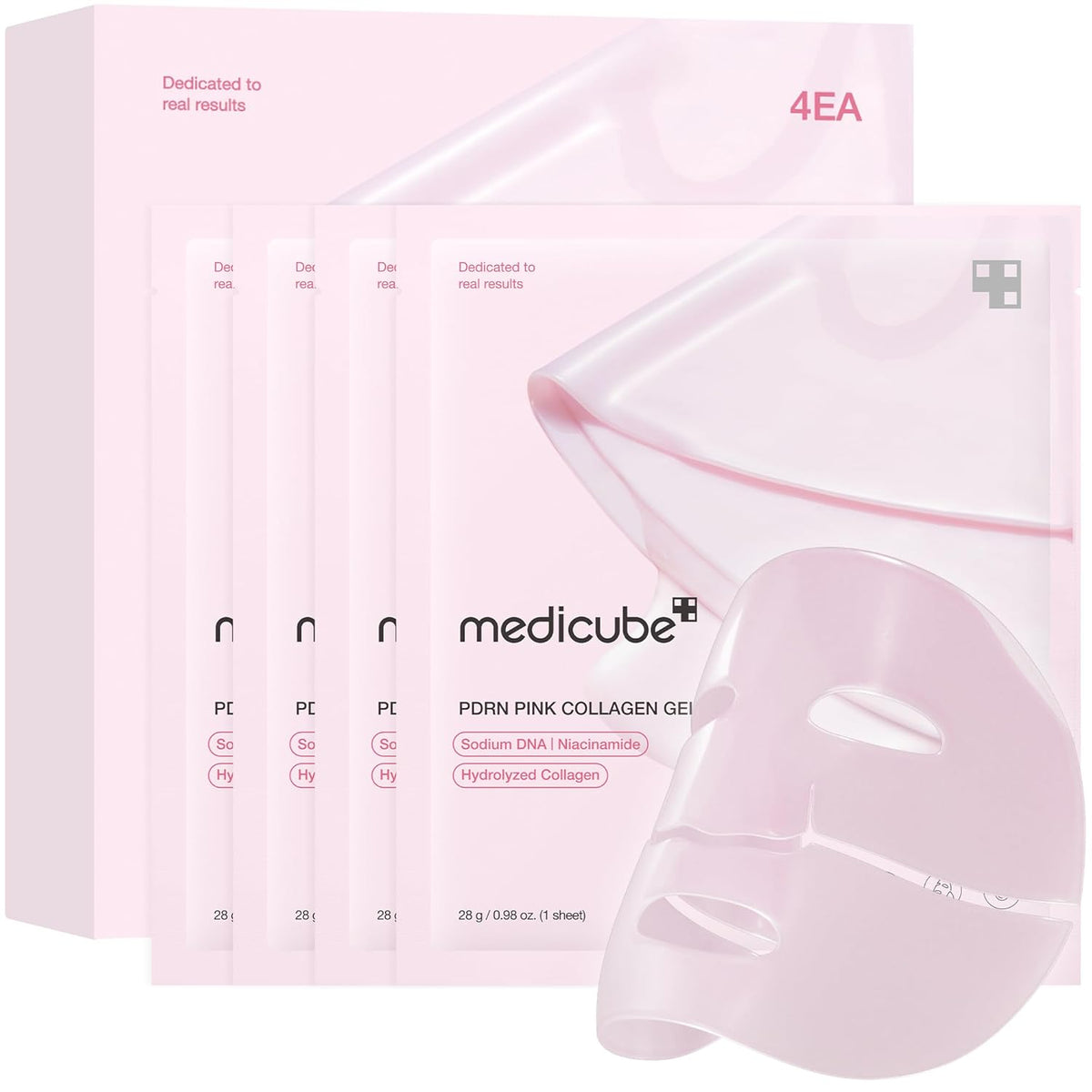medicube Jelly Gel Mask with Salmon DNA PDRN Pink Collagen | Overnight Face Mask for Glass Glow Skin | Elasticity, Hydrating, Firming and Moisturizing | Korean Skincare, 28g x 4ea