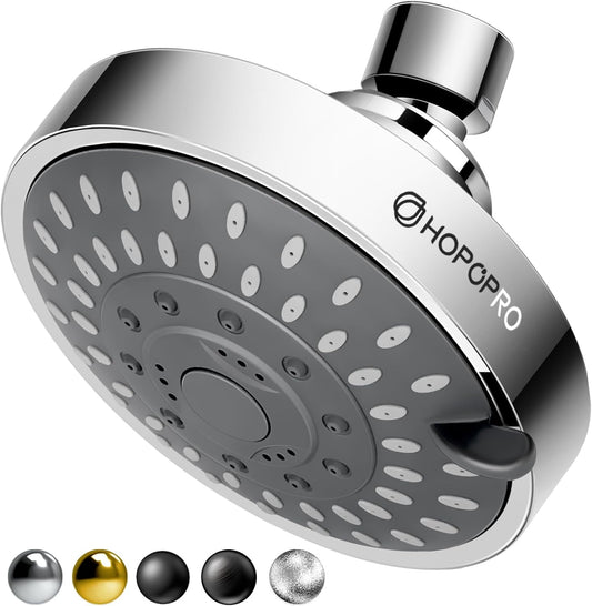 HOPOPRO 5-Mode High Pressure Shower Head - The Washington Post, NBC News, Today TV Show Recommended - High Flow Fixed Showerheads (4 Inch Chrome)