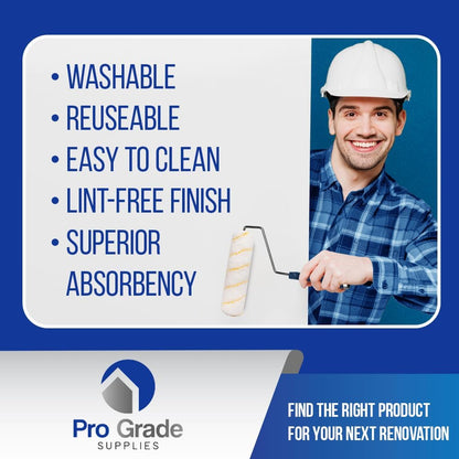 Pro Grade - Paint Roller Covers - 1/2 X 9 Inch Microfiber 5 Pack