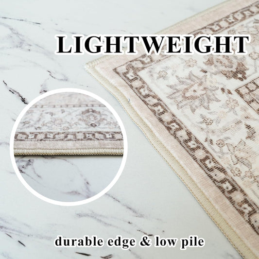 2x6 Hallway Washable Runner Rug : Vintage Soft Kitchen Laundry Runner with Non Slip Backing Farmhouse Entryway Living Room Floor Mat Stain Resistant Carpet for Bedroom Bathroom Distressed Beside Rug