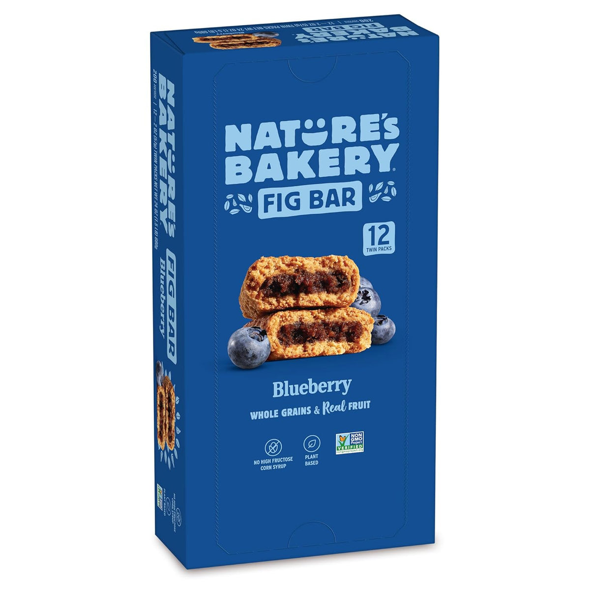 Nature's Bakery Whole Wheat Fig Bars, Blueberry, Real Fruit, Vegan, Non-GMO, Snack bar, Twin packs- 12 count