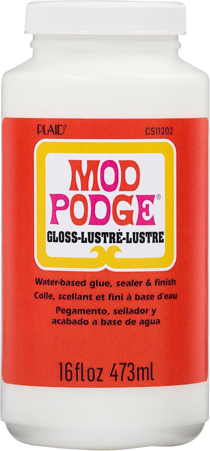 Mod Podge Gloss Sealer, Glue & Finish: All-in-One Craft Solution- Quick Dry, Easy Clean, for Wood, Paper, Fabric & More. Non-Toxic - Craft with Confidence, Made in USA, 16 oz., Pack of 1