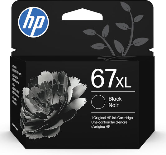 HP 67XL Black High-Yield Ink Cartridge | Works with DeskJet 1255, 2700, 4100, Envy 6000, 6400 Series | Eligible for Instant Ink | 3YM57AN | Packaging May Vary