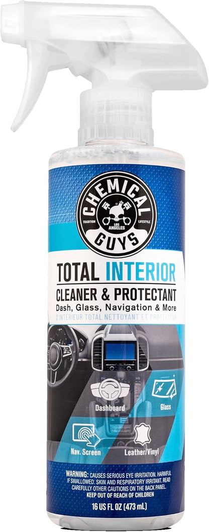 Chemical Guys Total Interior Cleaner & Protectant Interior Cleaner, Cleans & Protects Leather, Vinyl, Plastic, Rubber, Glass with a Streak-Free Finish — Cars, Trucks, SUVs, RVs, 16 oz
