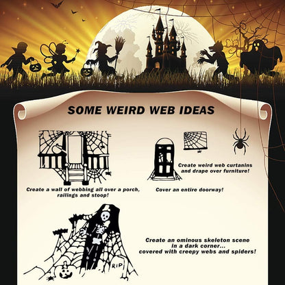 Halloween Spider Webs  1400 sqft Halloween Spider Webs Decorations with 150 Extra Fake Spiders, Super Stretchy Cobwebs for Halloween Decor Indoor and Outdoor