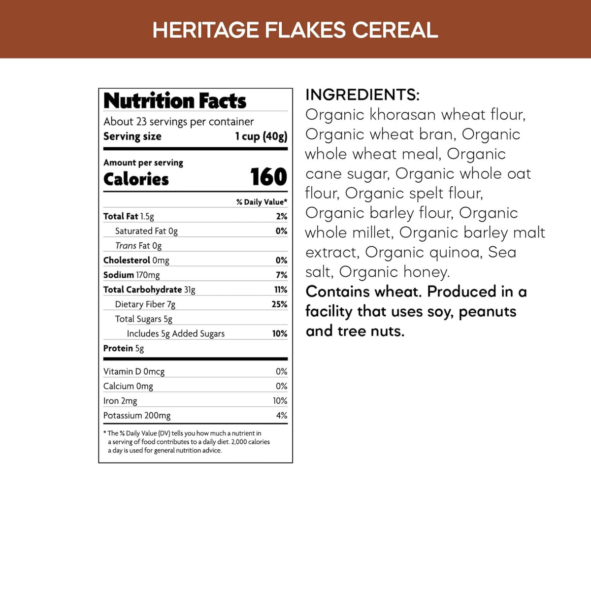 Nature's Path Organic Heritage Flakes® Cereal, 33.5 oz (Pack of 1), Ancient Grains, 23g Whole Grains, Non-GMO