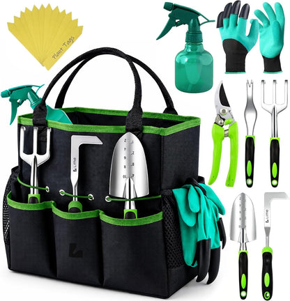 GROWIT Heavy Duty Gardening Tools - Gardening Gifts for Women, Men, Mom, Dad - Durable, Ergonomic Garden Tools Set