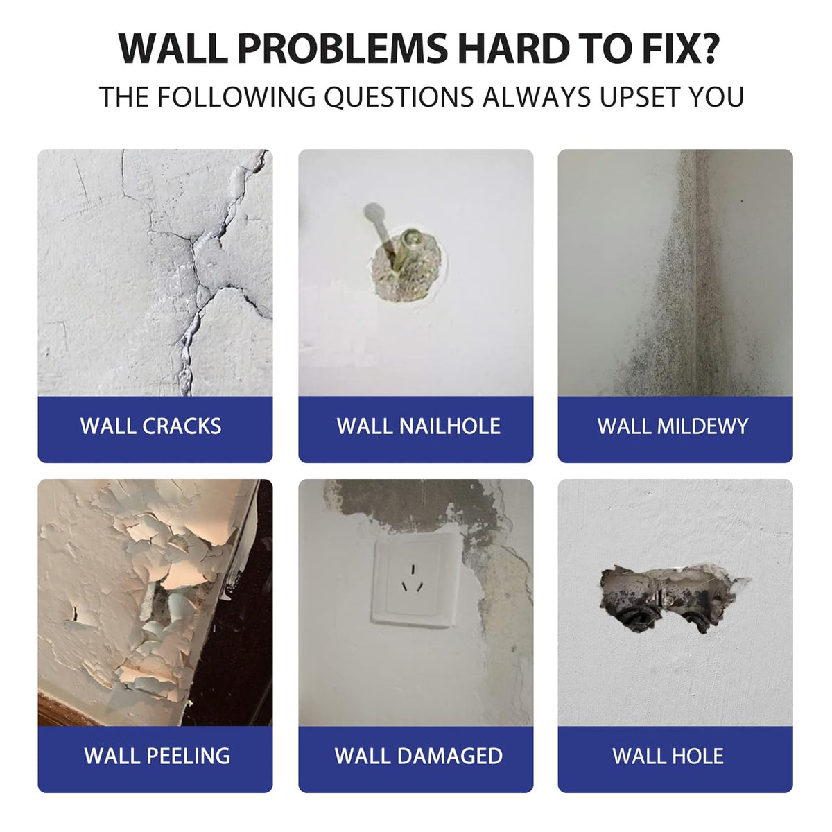 Drywall Repair Kit,2 Pack Wall Mending Agent,Wall Spackle with Scraper, Wall Surface Hole Fill Quick and Easy Solution