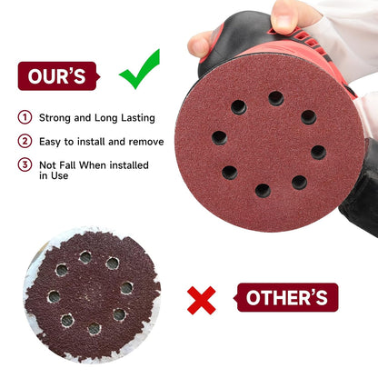 165 PCS 5 Inch Sanding Discs,Round Hook and Loop Sandpaper for Random Orbital Sander 40 60 80 120 150 240 320 400 600 Grit