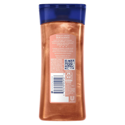 Vaseline Glazed and Glisten Sunlit Glow Body Gel Oil Vanilla Cocoa Shimmering with Ultra-Hydrating Lipids and 100% Pure Cocoa Butter, 6.8 Oz