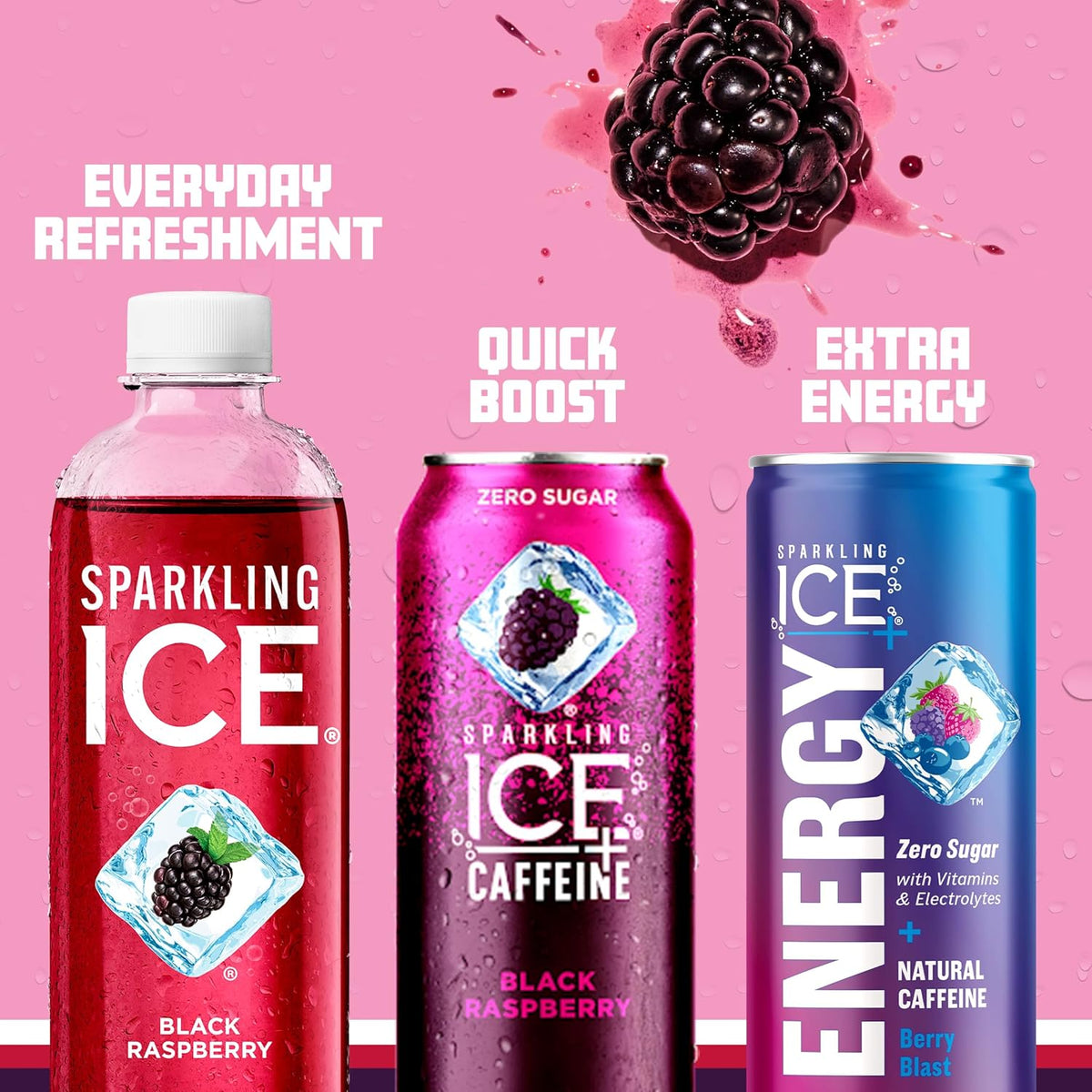 Sparkling Ice Purple Variety Pack, Flavored Water, Zero Sugar, with Vitamins and Antioxidants, 17 fl oz, 12 count (Black Raspberry, Cherry Limeade, Orange Mango, Kiwi Strawberry)