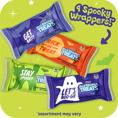 Rice Krispies Treats Mini Crispy Marshmallow Squares, Kids Snacks, Cereal Bars, Halloween, 23.2oz Box (60 Bars)