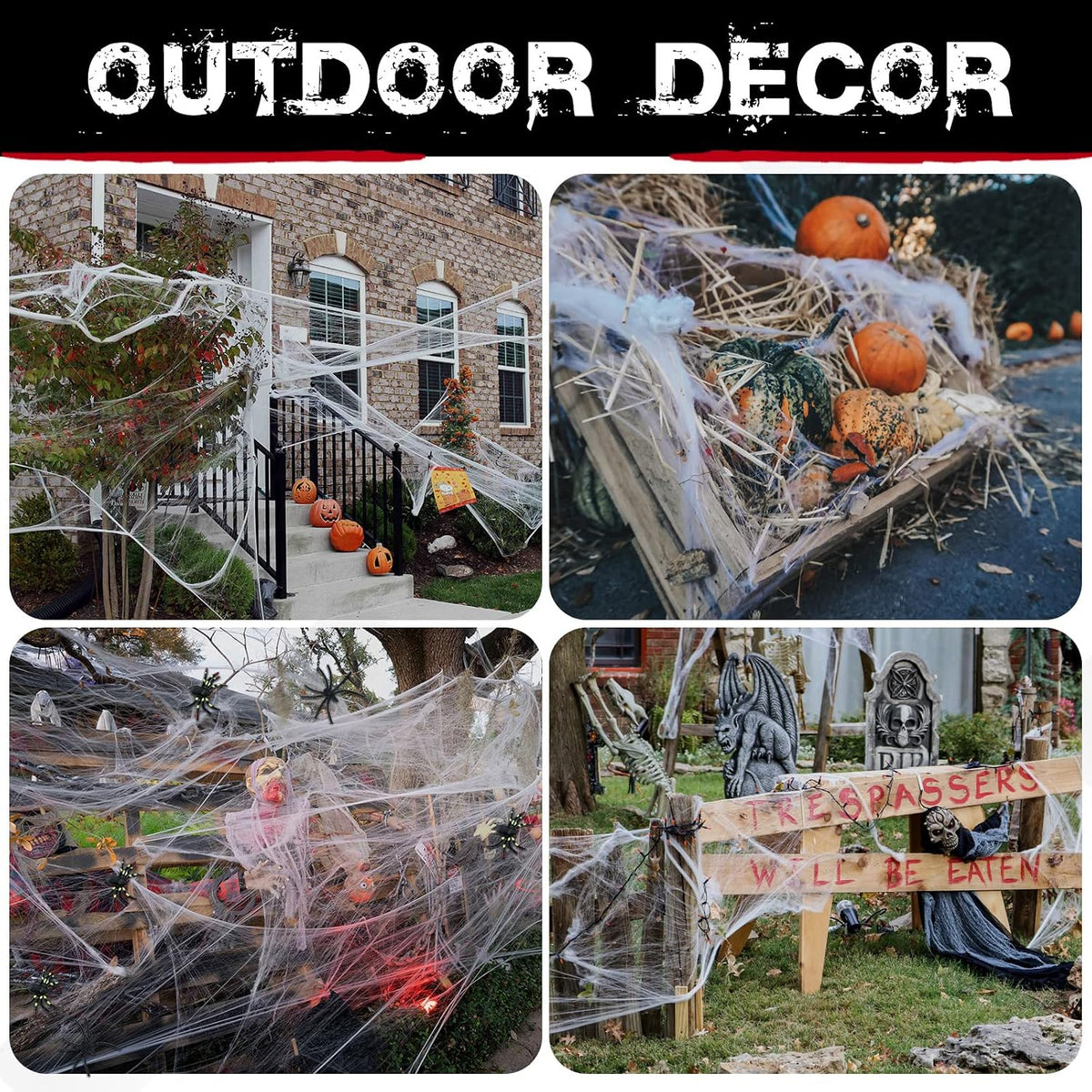 Halloween Spider Webs  1400 sqft Halloween Spider Webs Decorations with 150 Extra Fake Spiders, Super Stretchy Cobwebs for Halloween Decor Indoor and Outdoor